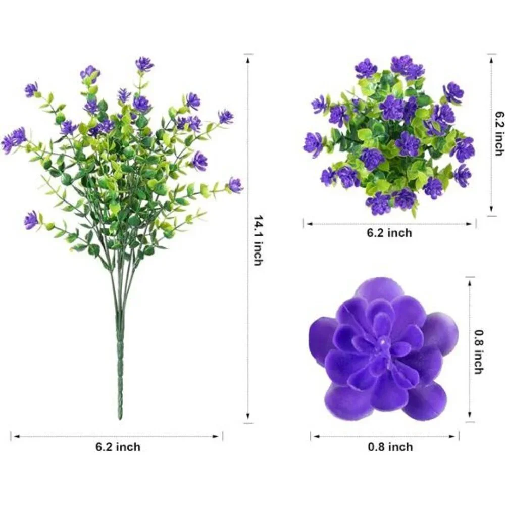 Ivydale 12 Bundles UV Resistant Faux Flowers Outdoor Indoor Garden Decor